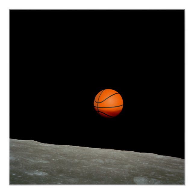 basketball earth from moon space universe poster (Front)