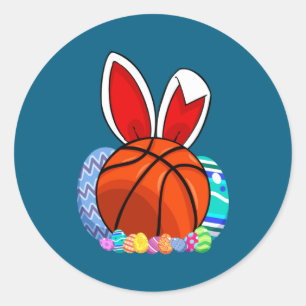 Basketball Easter Egg Bunny Classic Round Sticker