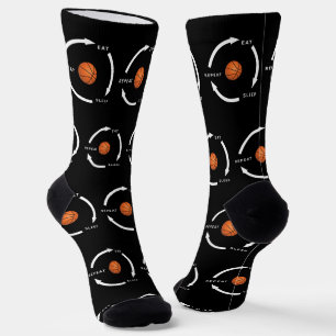 Basketball Eat Sleep Repeat Sports Fan Saying Socks