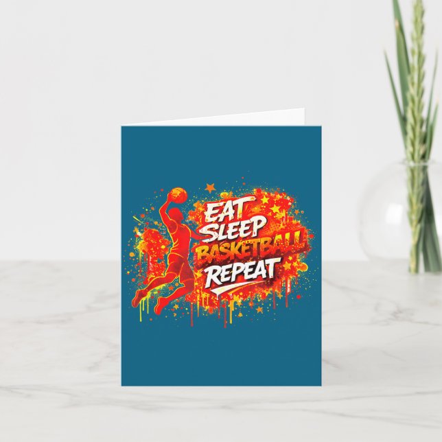 Basketball Eat Sleep Win Repeat Card (Front)