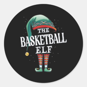 Basketball Elf Christmas Group Xmas Pajama Party Classic Round Sticker