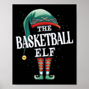 Basketball Elf Christmas Group Xmas Pajama Party Poster