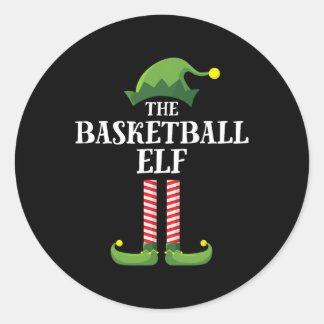 Basketball Elf Matching Family Group Christmas Par Classic Round Sticker