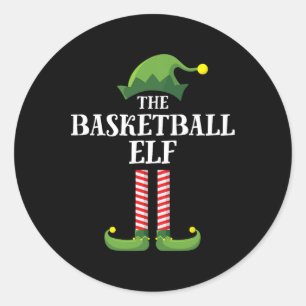 Basketball Elf Matching Family Group Christmas Par Classic Round Sticker