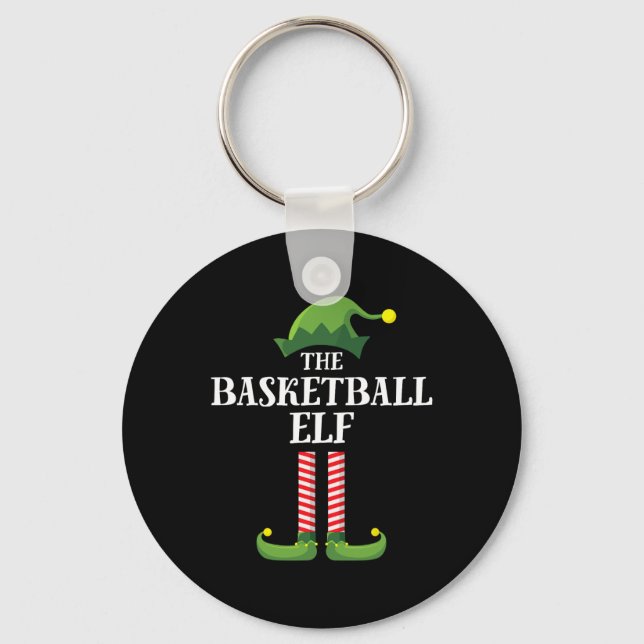 Basketball Elf Matching Family Group Christmas Par Key Ring (Front)