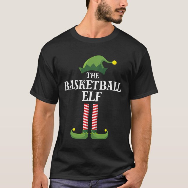 Basketball Elf Matching Family Group Christmas Par T-Shirt (Front)