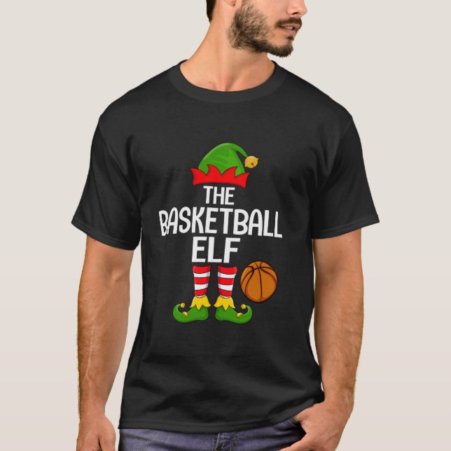 Basketball Elf Xmas Matching Family Elf Squad Chri T-Shirt (Front)