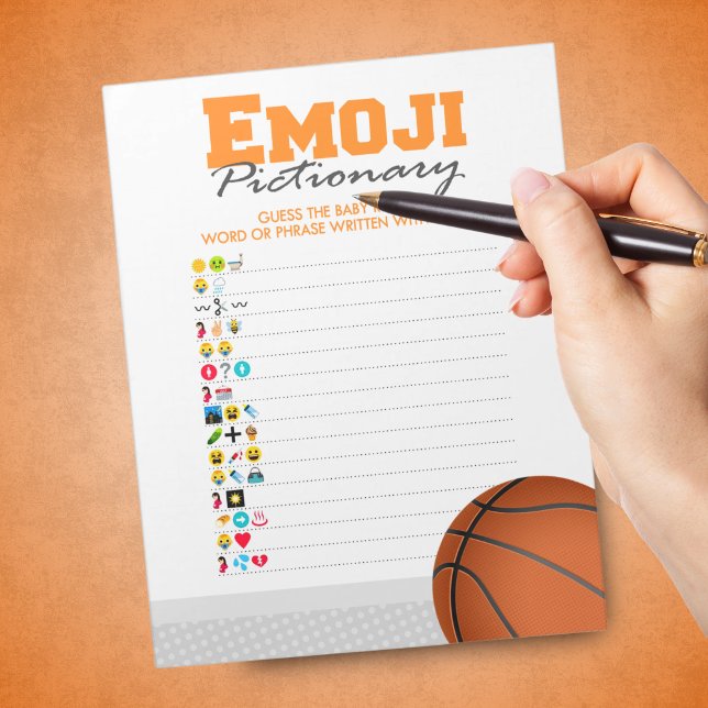 Basketball Emoji Pictionary Baby Shower Game Pack Notepad (Emoji Pictionary Basketball Baby Shower Game. Pack of 40 Games)
