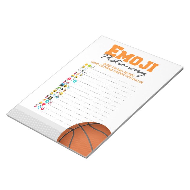 Basketball Emoji Pictionary Baby Shower Game Pack Notepad (Angled)