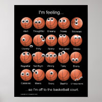 Basketball Emotions, Faces, Funny Poster