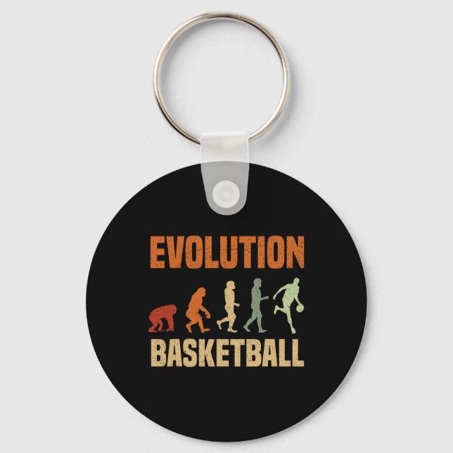 Basketball Evolution From Monkey To Men Bball Love Key Ring (Front)