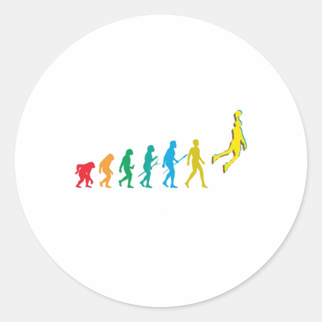 Basketball Evolution Funny Gift For Basketball Pla Classic Round Sticker (Front)