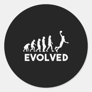 Basketball Evolution Men Women Boys Girls Kids Bak Classic Round Sticker