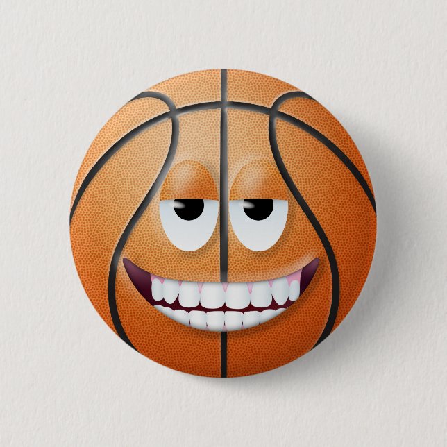Basketball Face 2 6 Cm Round Badge (Front)