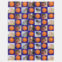 Basketball Family Collage Photo Pattern Navy Blue