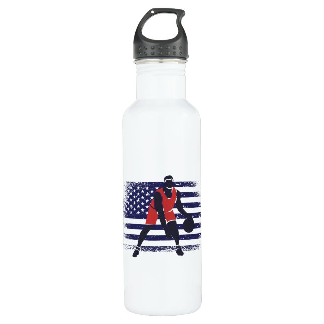 Basketball Fan Jersey USA Flag 710 Ml Water Bottle (Front)