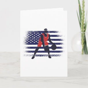 Basketball Fan Jersey USA Flag Card