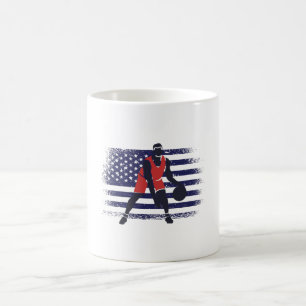 Basketball Fan Jersey USA Flag Coffee Mug