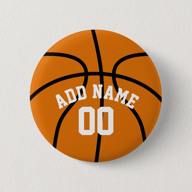 Basketball Fan with Custom Name Number 6 Cm Round Badge (Front)