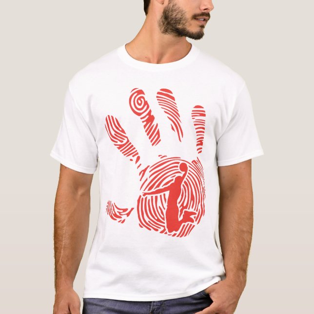 basketball fingerprint digital hand mano T-Shirt (Front)