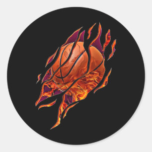 Basketball Fire and Scratches Bball Player Sport B Classic Round Sticker