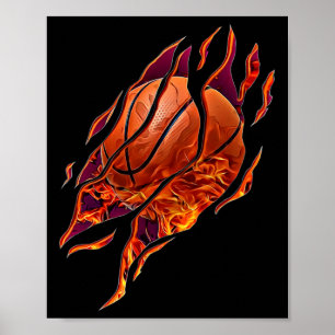 Basketball Fire and Scratches Bball Player Sport B Poster