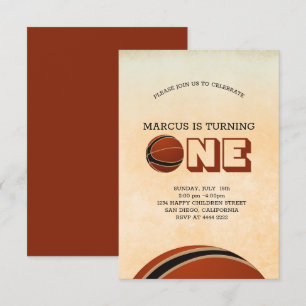 Basketball First Birthday Invitation
