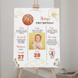 Basketball First Birthday Milestone Sign<br><div class="desc">Our basketball birthday milestone poster is the perfect way to celebrate and document a special birthday. The design features a unique and memorable sport theme with space for your child’s name, special milestones, achievements, and memories from their life so far. It’s a great way to celebrate a milestone birthday and...</div>