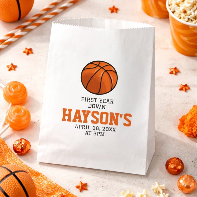 Basketball First Year Down 1st Birthday Favour Bag (Basketball First Year Down 1st Birthday Favor Bag)