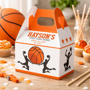 Basketball First Year Down 1st Birthday Favour Box