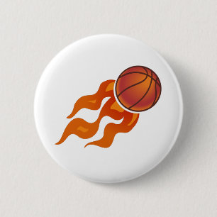 Basketball flames 6 cm round badge