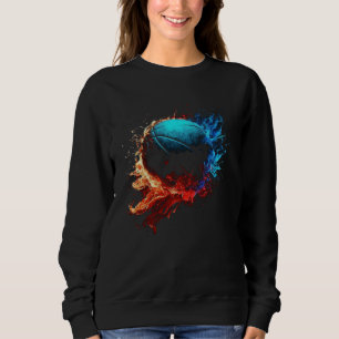 Basketball Flames Basketball Player Retro Basketba Sweatshirt
