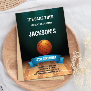 Basketball Floor Birthday Invitations