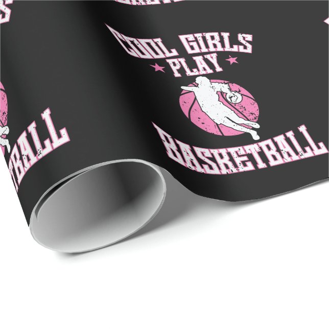 Basketball for girls "Cool Girls play basketball Wrapping Paper (Roll Corner)