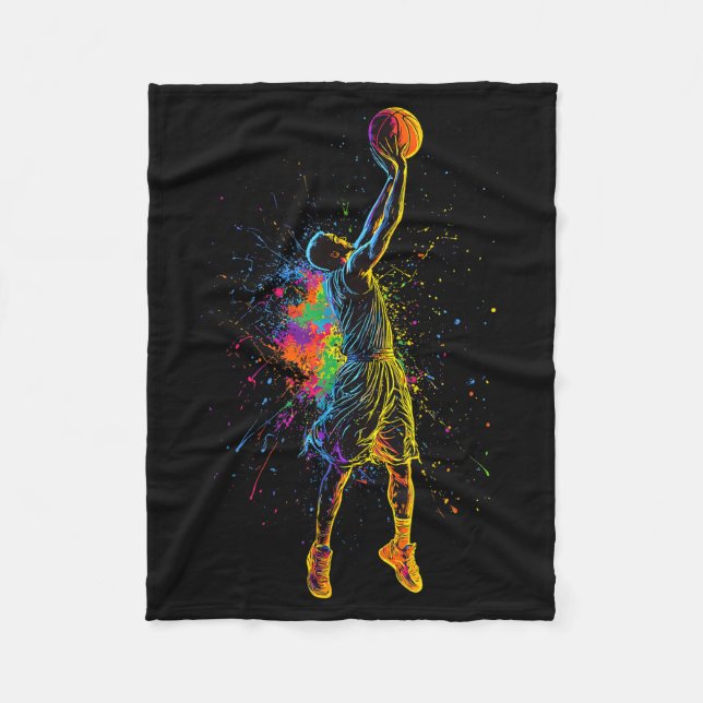 Basketball For Men Kids Youth Player Slam Dunk Tee Fleece Blanket (Front)