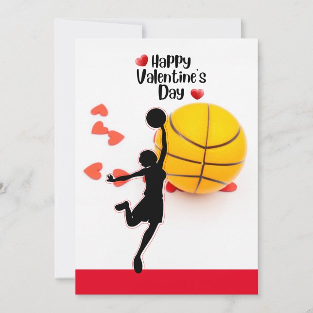 Basketball for Valentine's Day  with love    Holiday Card (Front)