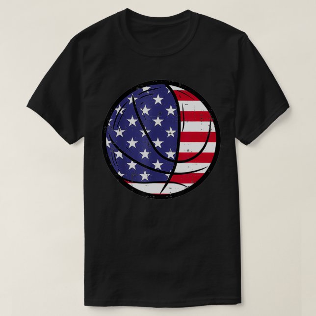 Basketball Fourth July 4th Sports Patriotic Men Wo T-Shirt (Design Front)