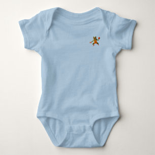 Basketball Frog baby blue bodysuit 2 side w scene
