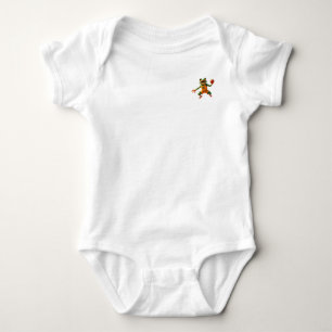 Basketball Frog baby white bodysuit front and back