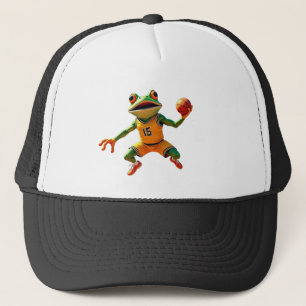 Basketball Frog black and white trucker hat