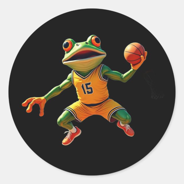 Basketball Frog large round black stickers (Front)