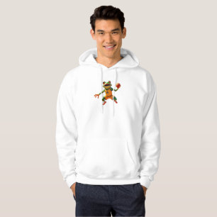 Basketball Frog men white hooded sweatshirt