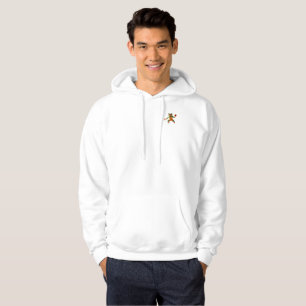 Basketball Frog men white hooded sweatshirt pocket