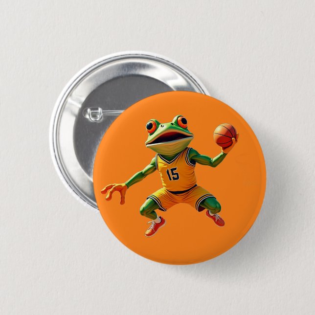 Basketball Frog orange button (Front & Back)