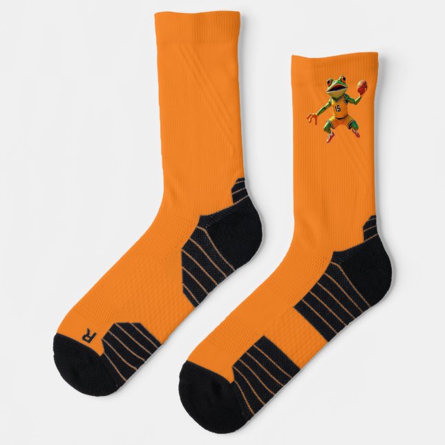 Basketball Frog orange high performance socks (Left)