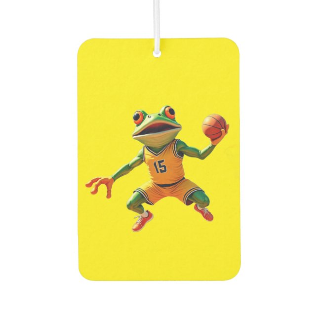Basketball Frog yellow car air freshener (Front)