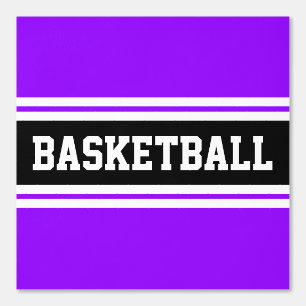 BASKETBALL Fun Bright Purple Black White Stripes  Wallpaper