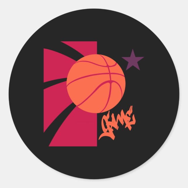 Basketball Game  Classic Round Sticker (Front)