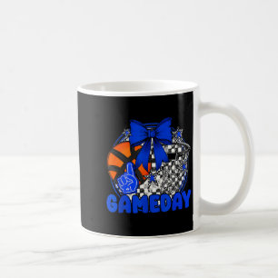 Basketball Game Day Go Cheer Team Blue Coquette Ch Coffee Mug