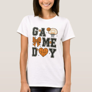 Basketball Game Day T-Shirt Design with Bow & Hear